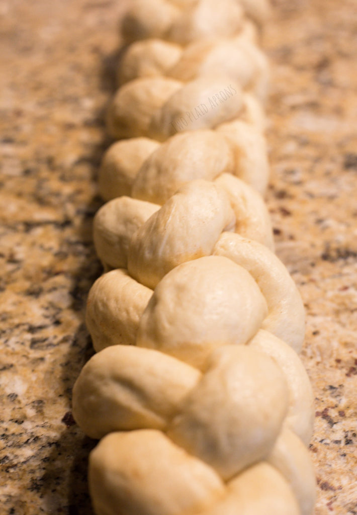 A completed four strand braided king cake.