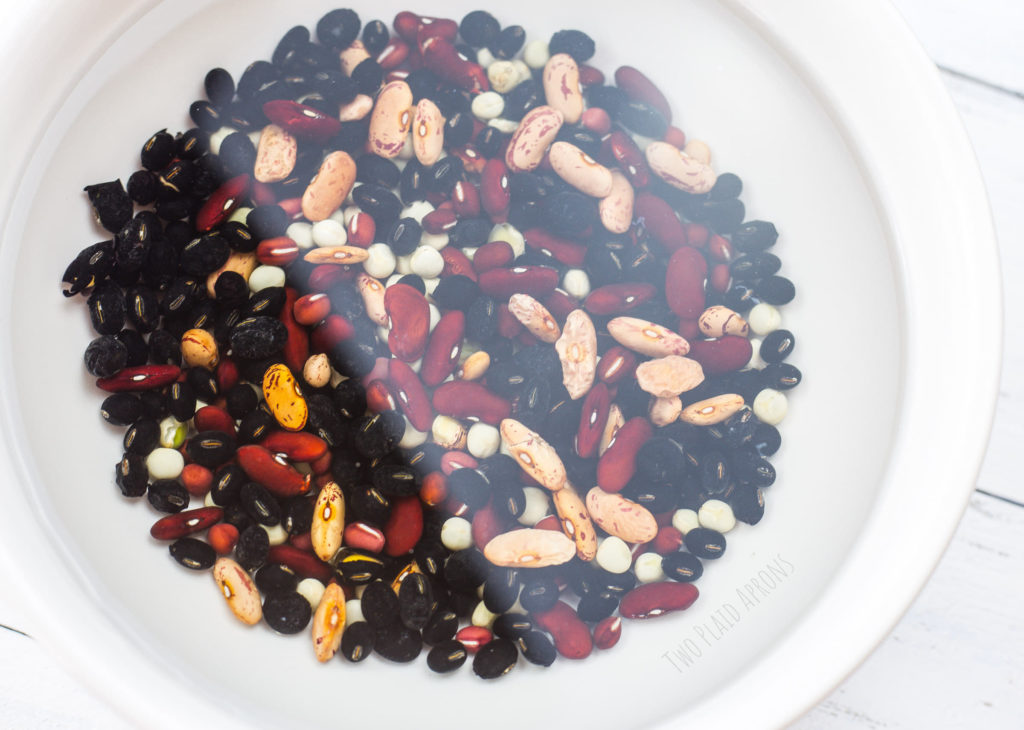 Mixed beans getting soaked.