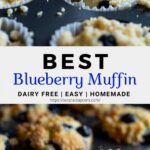 Pin of dairy free blueberry muffins.