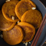 Sweet potato mochi pancake/ hotteok shingled.