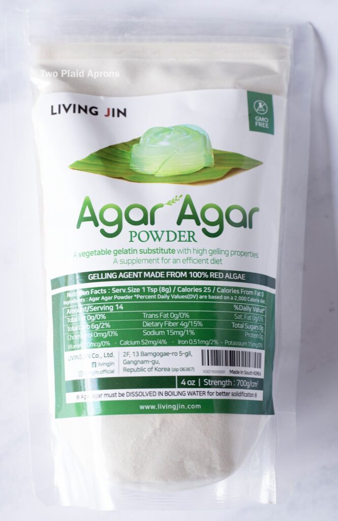 A bag of Living Jin brand agar powder.