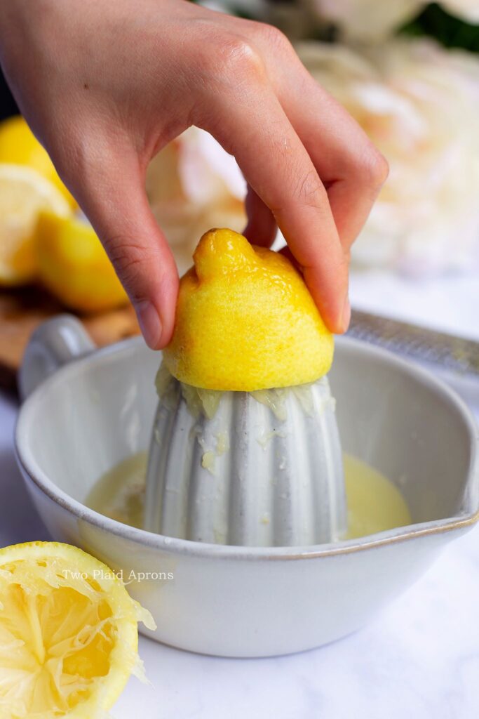 Juicing lemons for lemon curd.