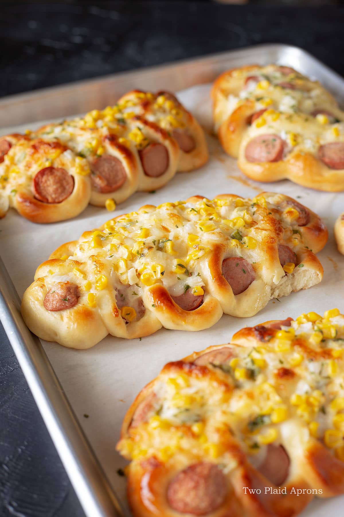 Korean sausage bread on the pan baked.