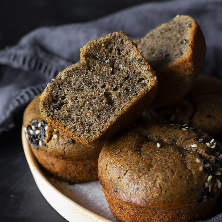 Black Sesame Mochi Muffins Two Plaid Aprons 3217