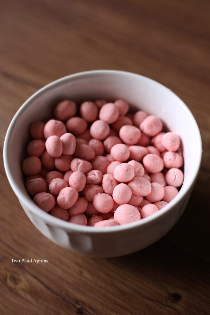 A bowl of fresh strawberry boba before cooking.