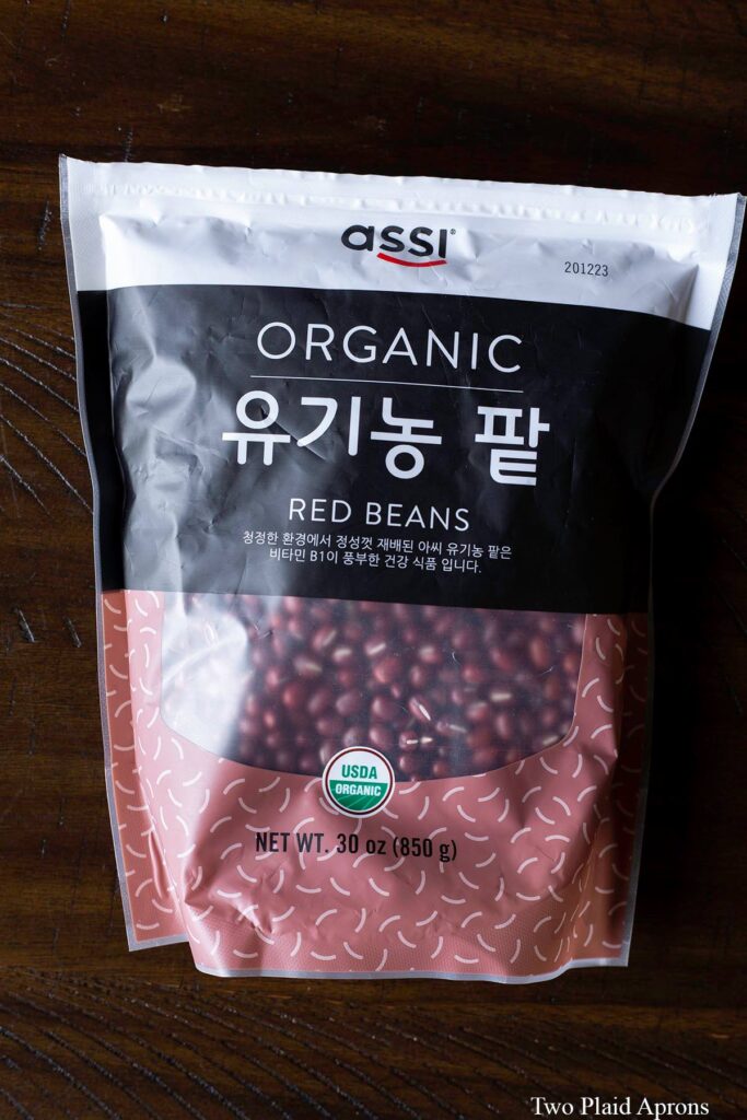A bag of Assi brand, organic red beans, aka azuki beans.