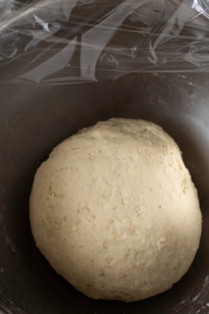 Wool bread dough after first knead by hand.