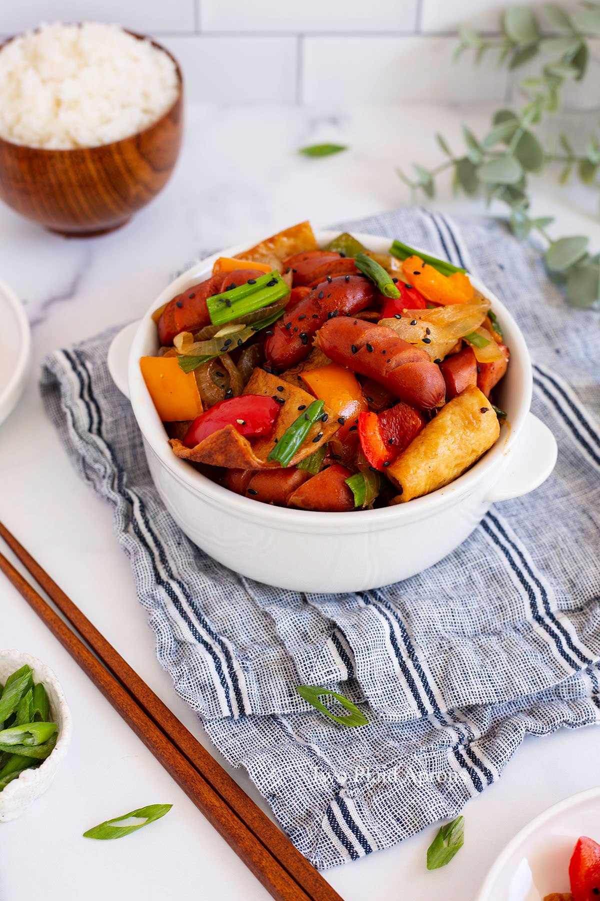Korean Sausage Stir Fry Two Plaid Aprons