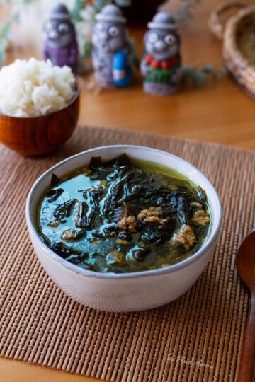 A bowl of Korean seaweed soup.