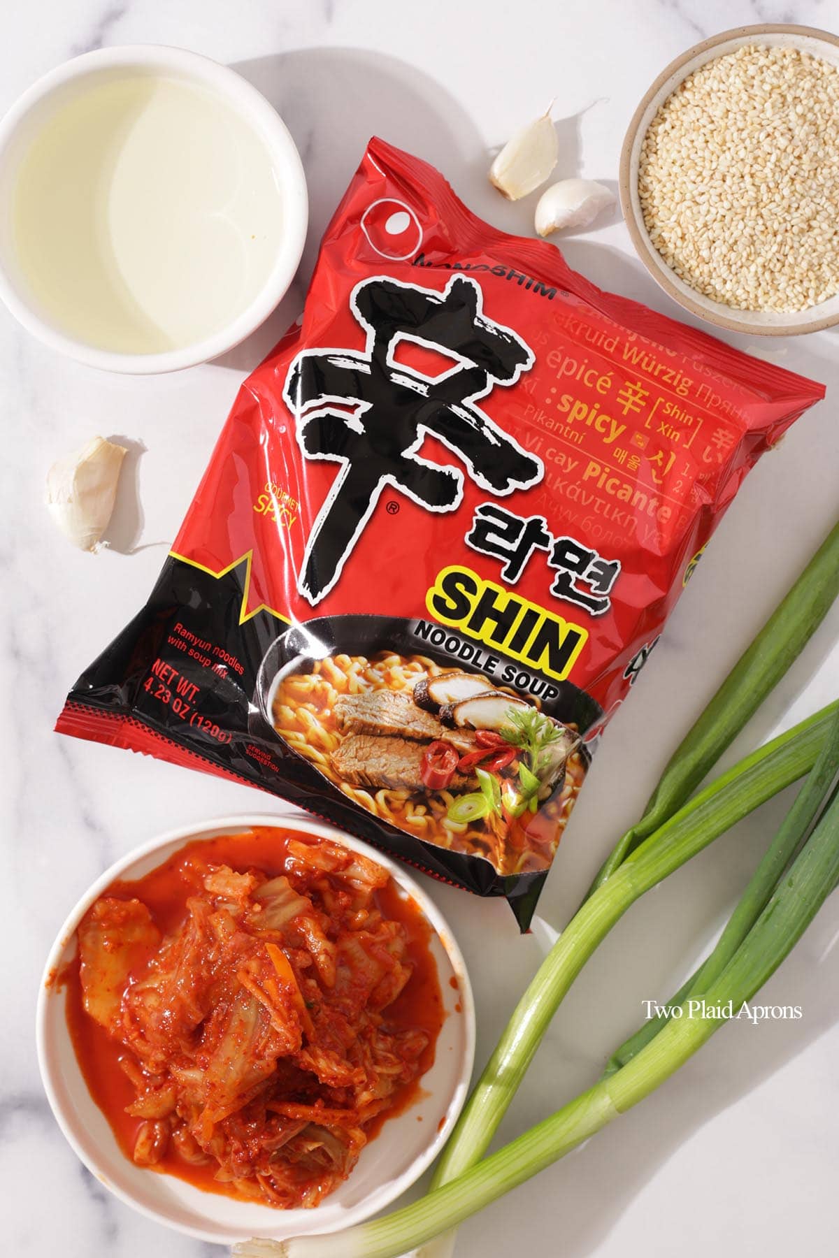 ingredients for kimchi chili oil ramen