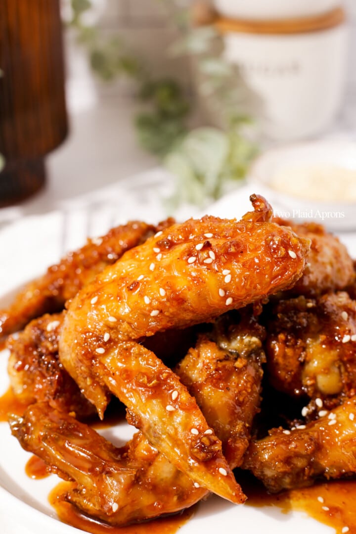 Honey Garlic Chicken Wings (Air Fryer) Two Plaid Aprons