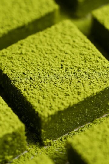 Matcha nama chocolate dusted with matcha.