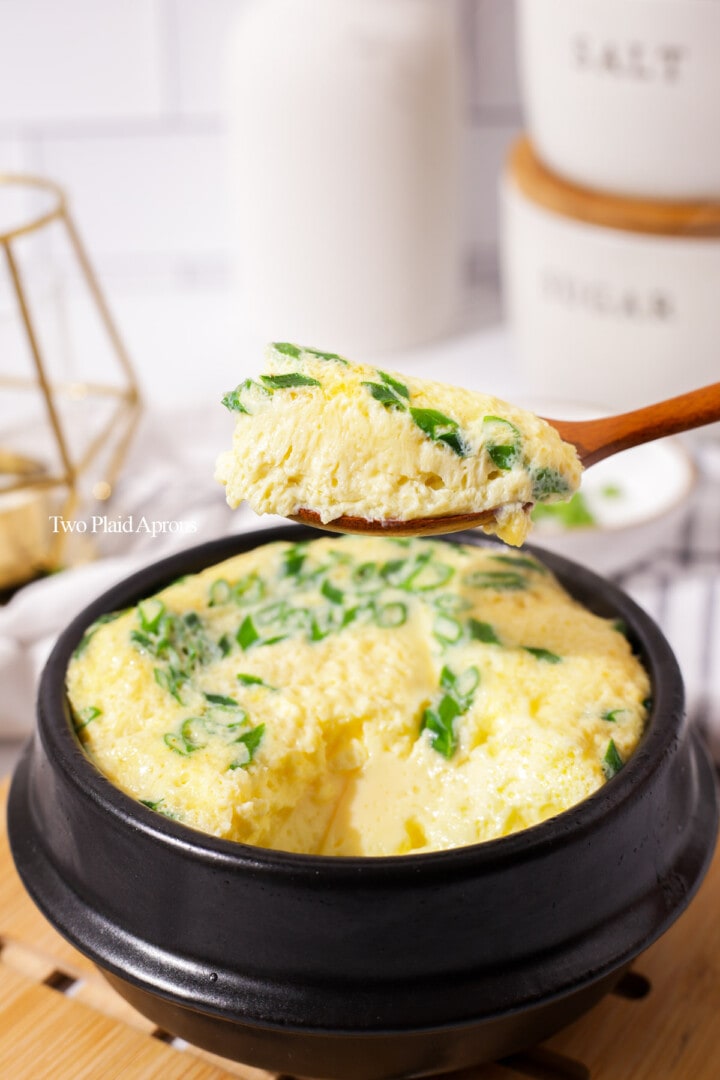 Korean Volcano Steamed Egg (Gyeran Jjim) Two Plaid Aprons