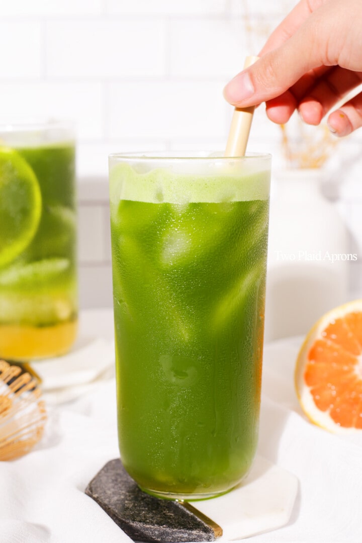 Grapefruit Matcha Tonic Two Plaid Aprons