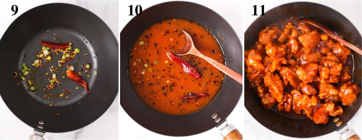 Steps on how to make general tso sauce.