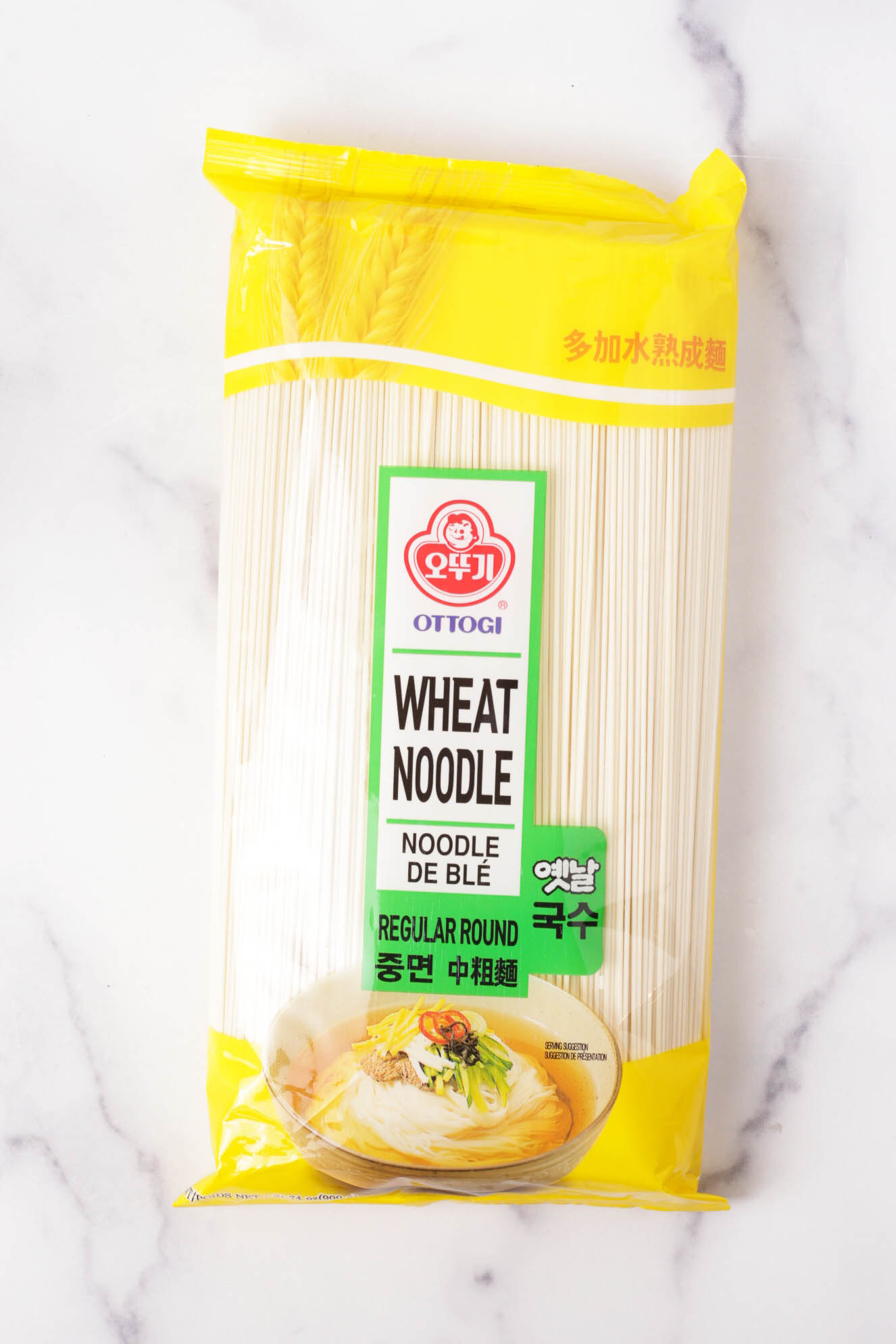Package of wheat noodles.