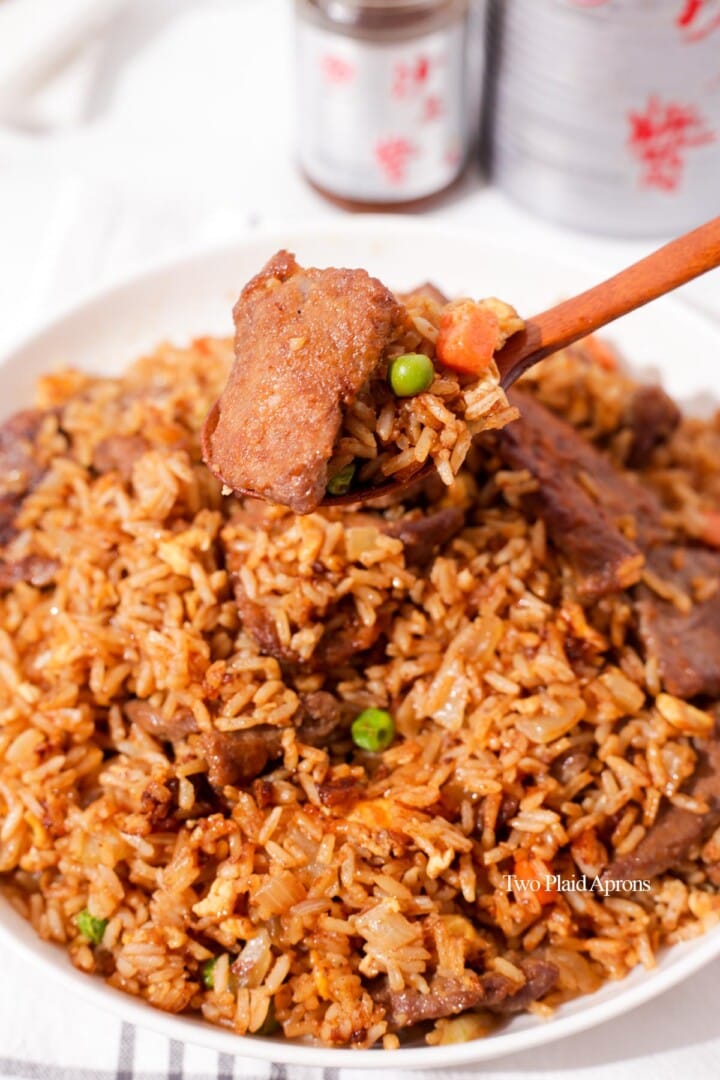 Sha Cha Beef Fried Rice | Two Plaid Aprons