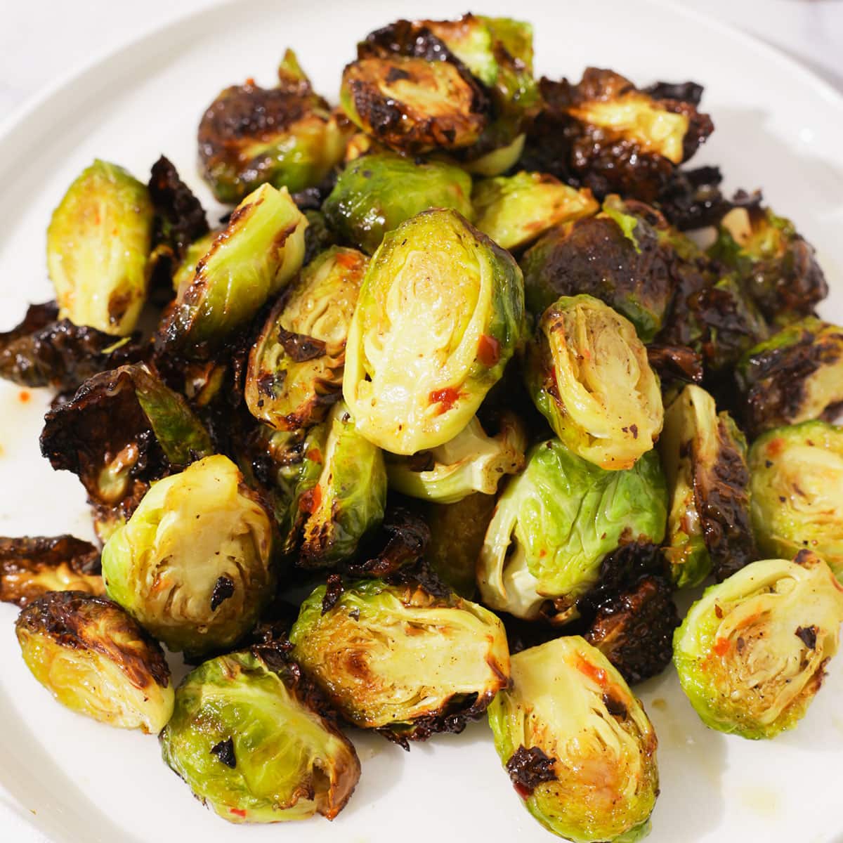 Sweet Chili Brussel Sprouts (Air Fryer) Two Plaid Aprons