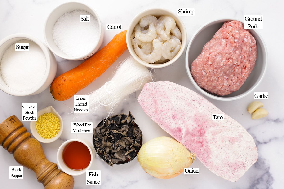 Ingredients for Vietnamese egg rolls.
