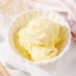 Durian ice cream in a bowl.