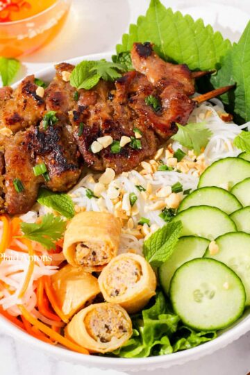 A bowl of Vietnamese grilled pork vermicelli.