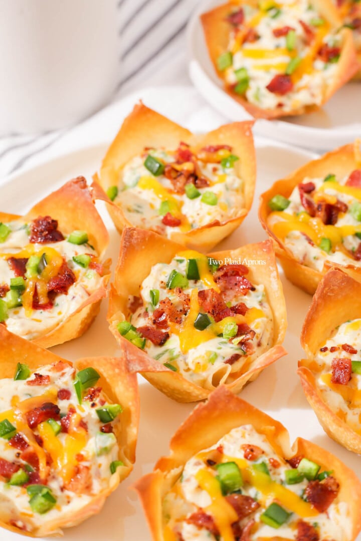 Jalapeño Popper Wonton Cups | Two Plaid Aprons