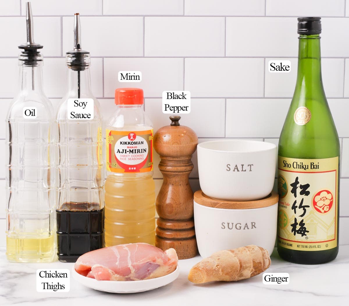 Ingredients for teriyaki chicken.