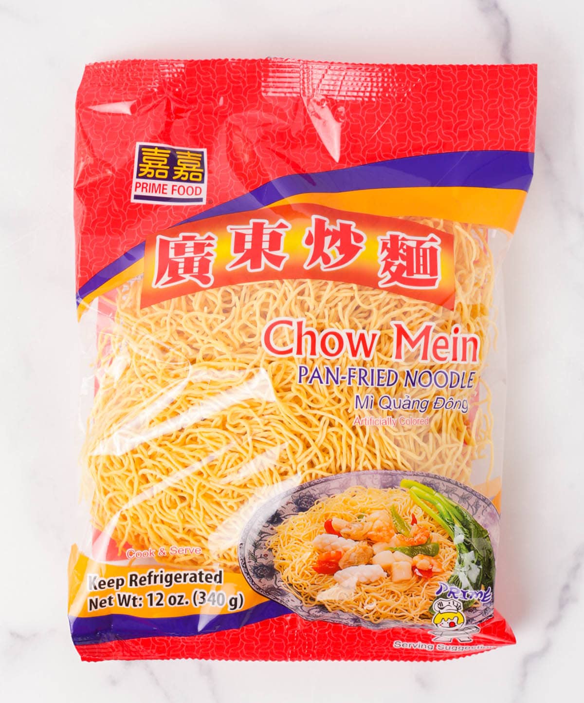 Chow mein noodle package.