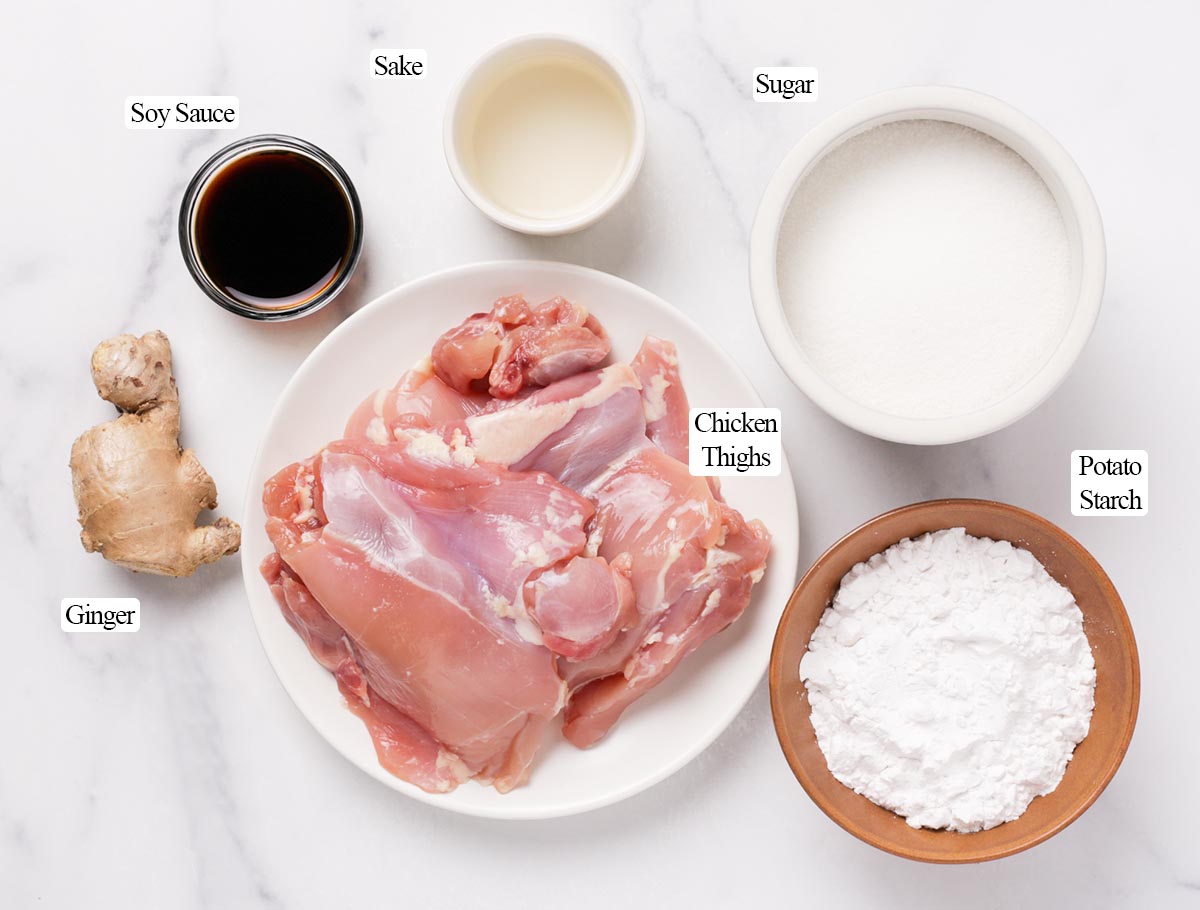 Ingredients for karaage chicken.