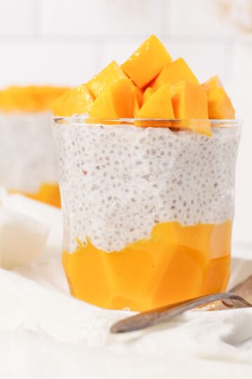 Mango chia seed pudding thumbnail shot.
