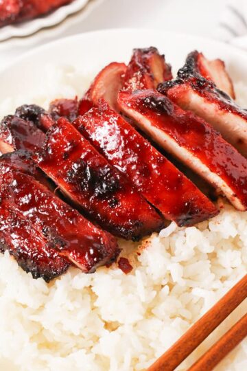 Side shot of char siu chicken thumbnail shot.