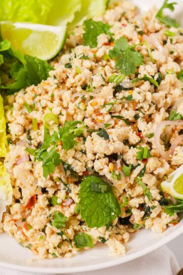 Side shot of larb gai thumbnail.