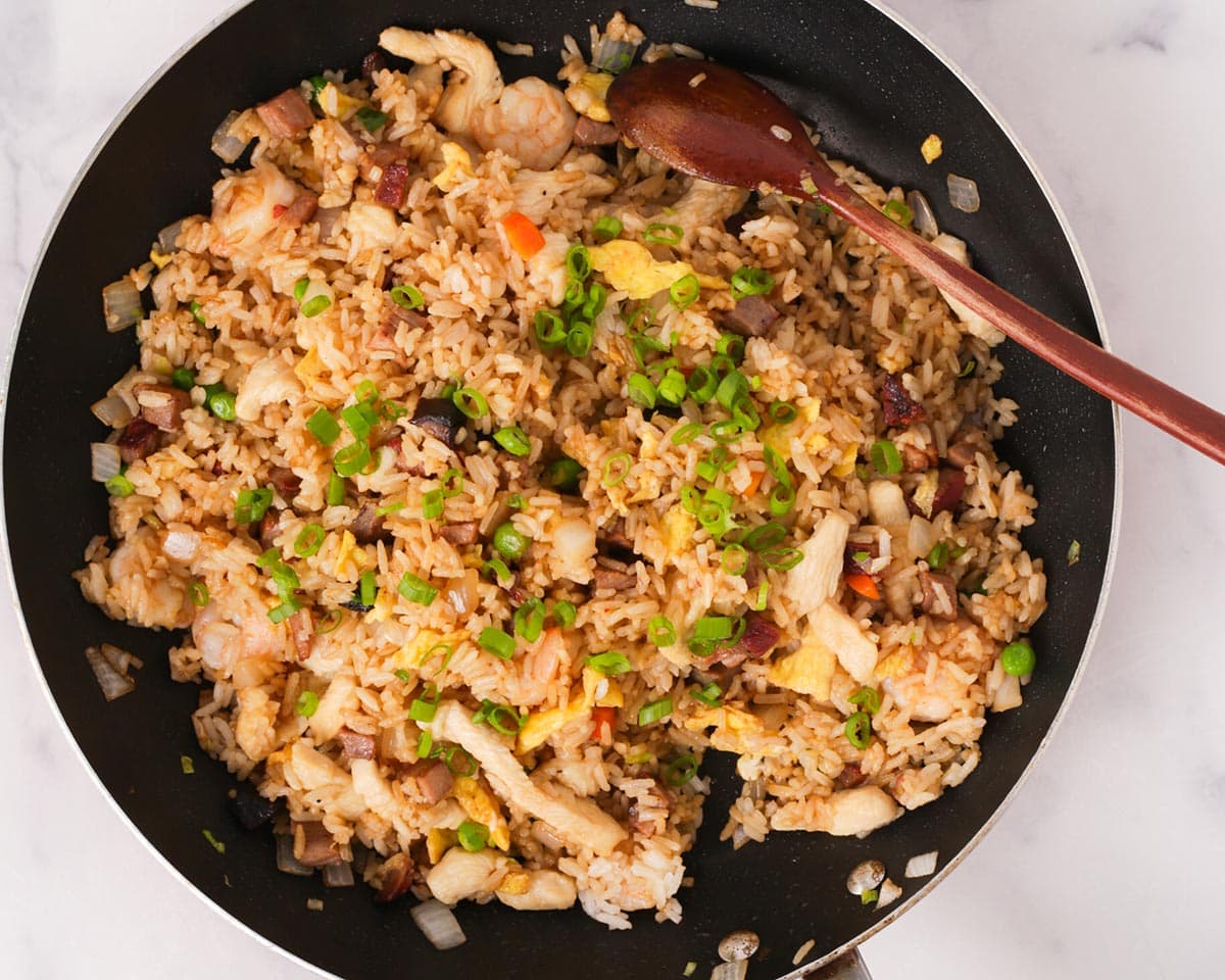 Fried rice mixed and cooked together.