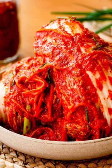A plate of vegan kimchi.