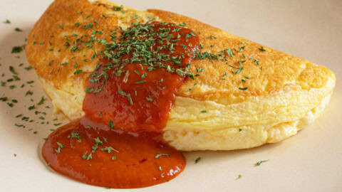 Soufflé Omelette with Special Tomato Sauce (A Food Wars Recipe